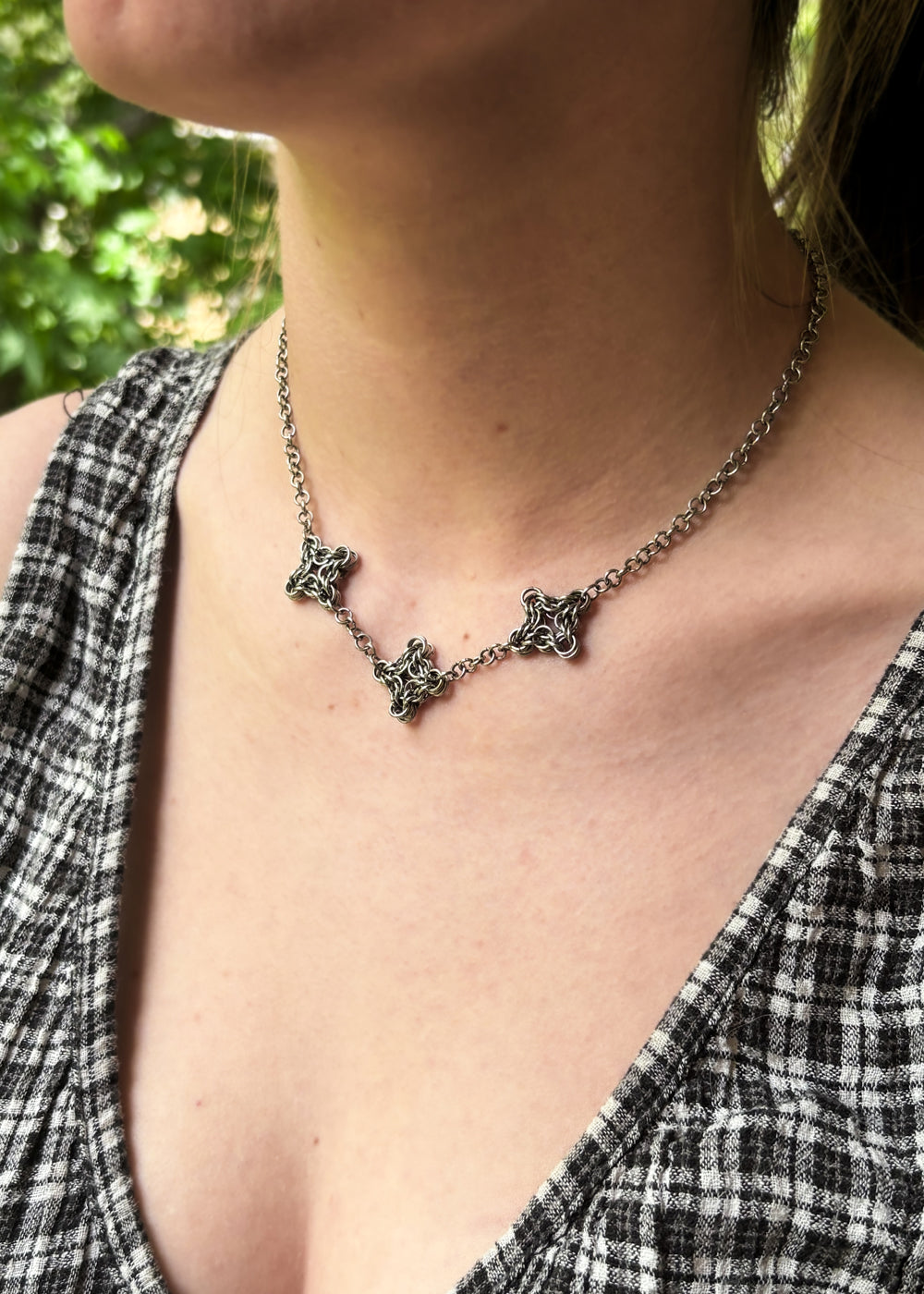 Morgana Triptych Silver Necklace